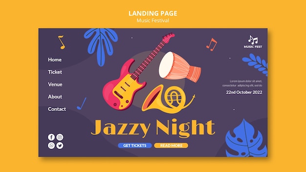 Music festival design landing page template