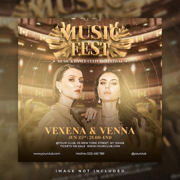 PSD music festival flyer and social media post template