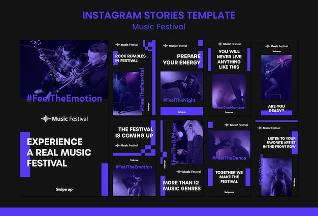 PSD modello di storie di instagram di festival di musica