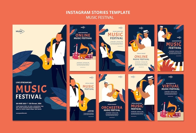 Шаблон истории музыкального фестиваля instagram