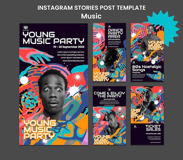 PSD modello di storie di instagram del festival musicale