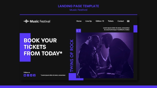 PSD modello di pagina di destinazione del festival musicale