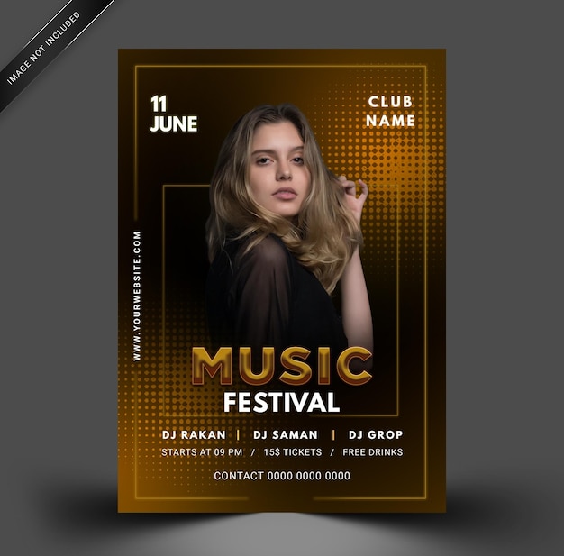 PSD music festival modern poster psd template