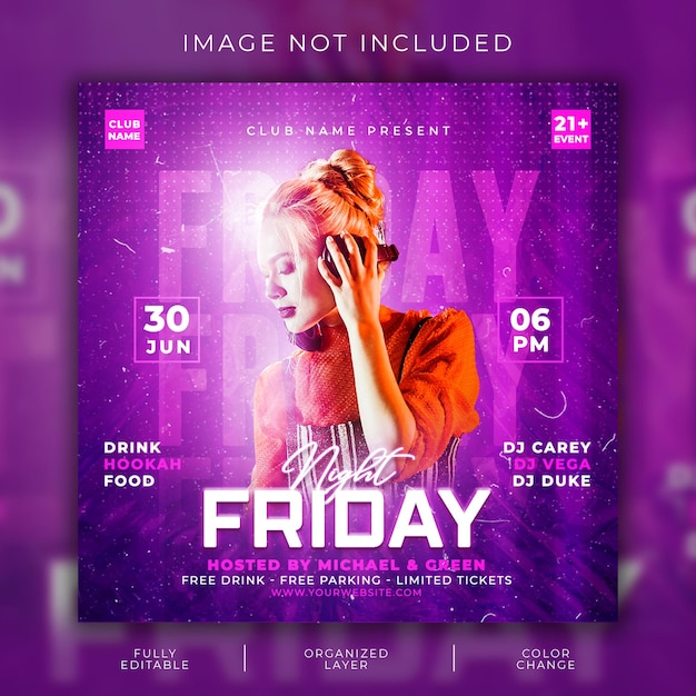 PSD music festival party social media post template