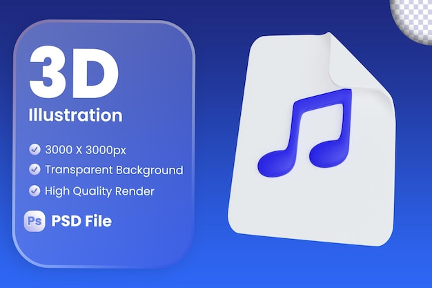 PSD Значок музыкального файла 3d