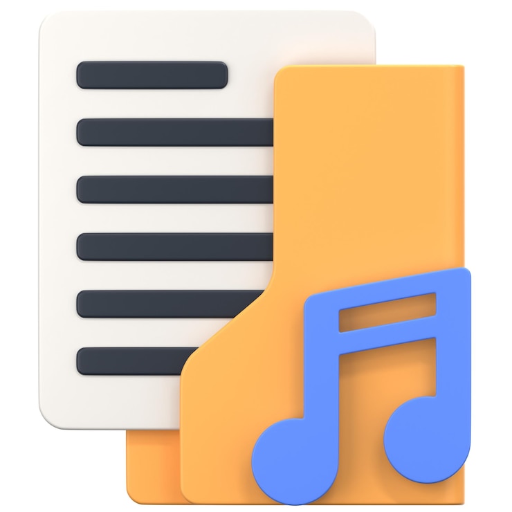 PSD music folder with music sign 3d icon illustration low poly style