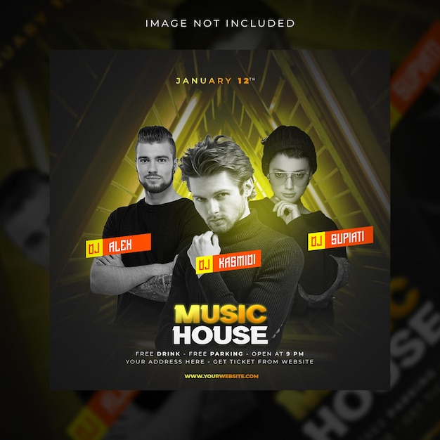 Music House Night Party Instagram Post I Szablon Ulotki