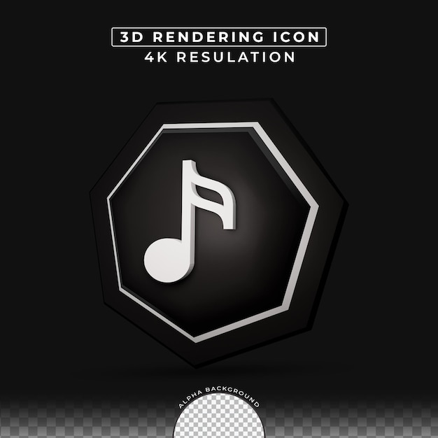 PSD music icon 3d button effect rendering