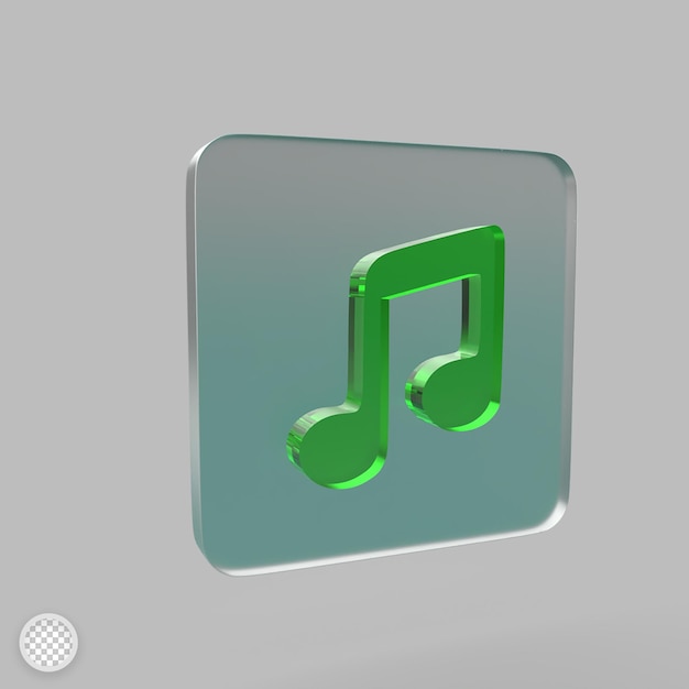 Music icon with glass effect 3d render illustration