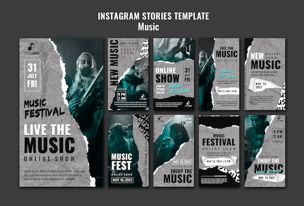 PSD modello di progettazione di storie di instagram musicali