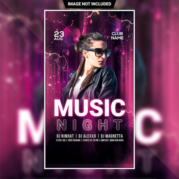 Music night club party instagram web banner