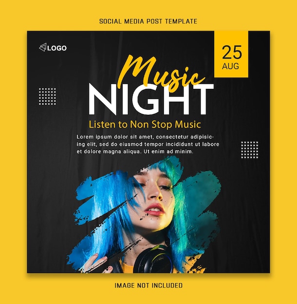 Шаблон плаката для социальных сетей music night concert