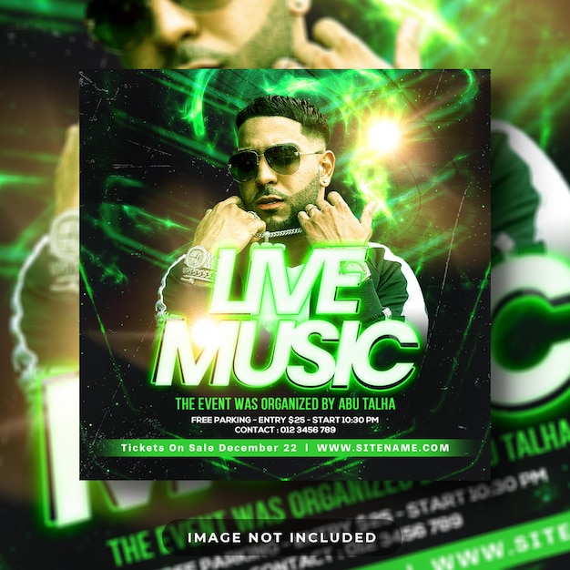 PSD music night dj event party flyer or social media banner