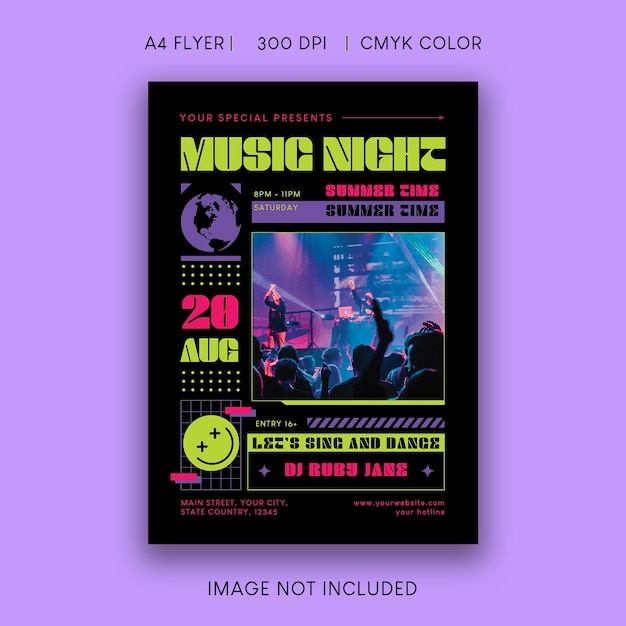 PSD music night flyer