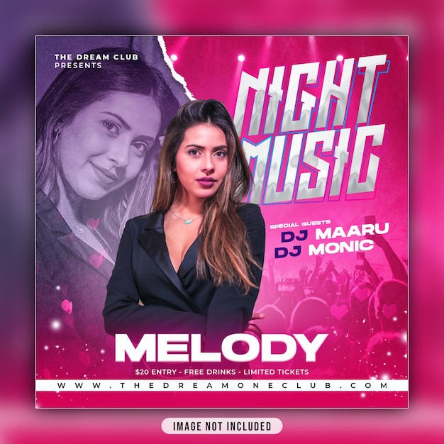 PSD music night party ulotka lub szablon banera mediów społecznościowych