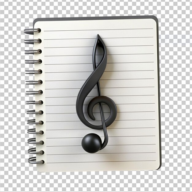 PSD music note notepad on transparent background