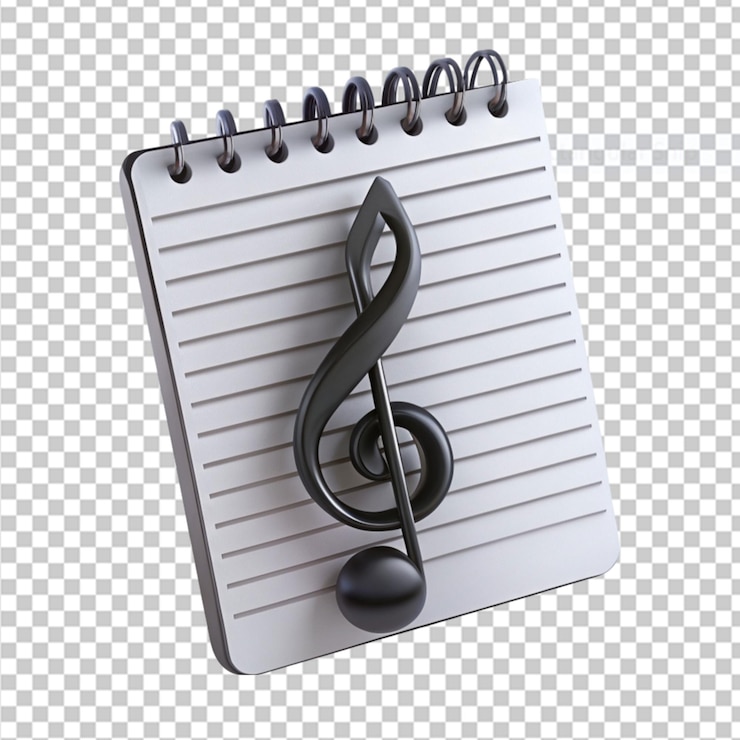 PSD music note notepad on transparent background