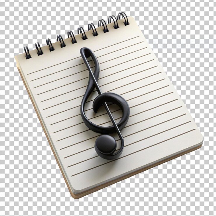 PSD music note notepad on transparent background