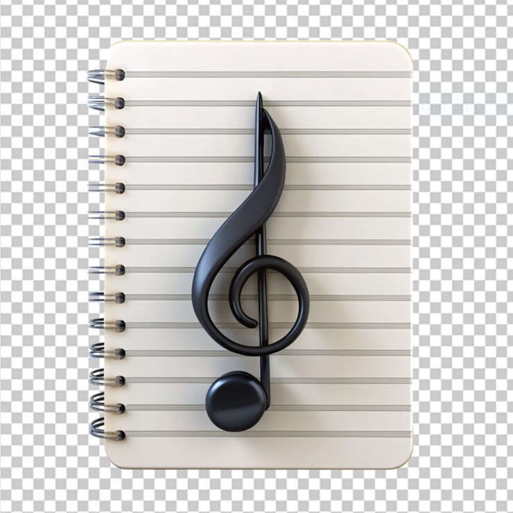 PSD music note notepad on transparent background