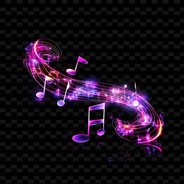 PSD note musicali vibrant purple spiral neon lines note musicali decor shape y2k neon light art collections