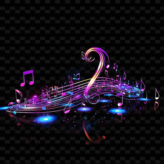 PSD music note vibrant purple spiral neon lines music note decor shape y2k neon light art collections