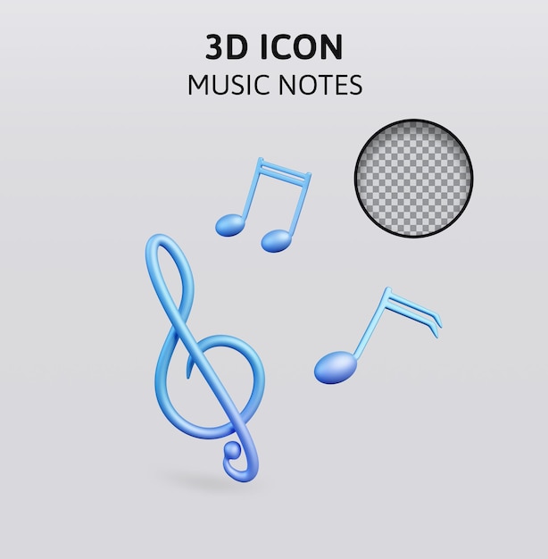 PSD music notes 3d rendering illustration