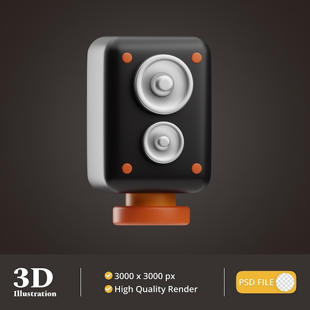 Music object speaker illustration 3d