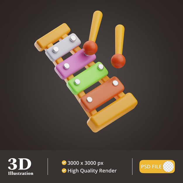 PSD 음악 개체 실로폰 그림 3d