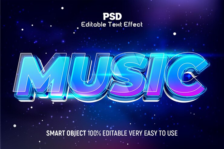 Music party 3d editable text effect