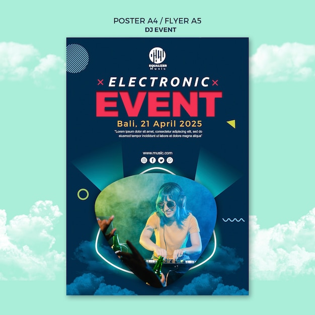 Music party concept poster flyer template