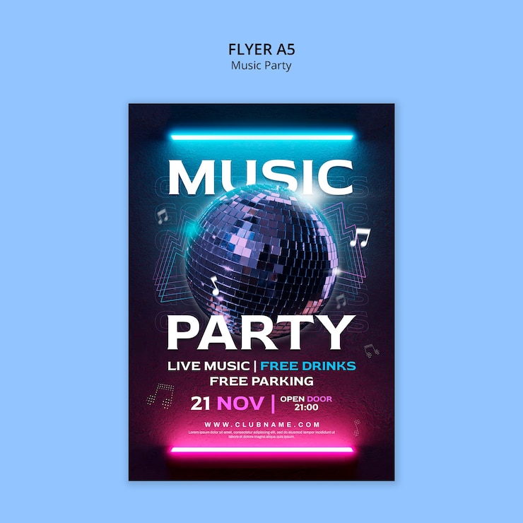 PSD music party entertainment sjabloon