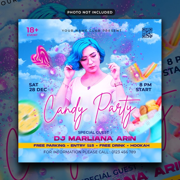 Music party flyer social media post and web banner