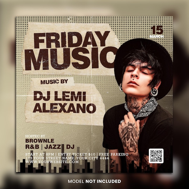 Music party flyer social media template