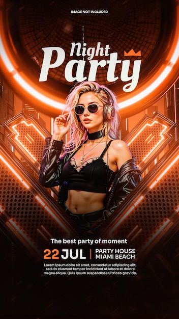 music party flyer template editable psd