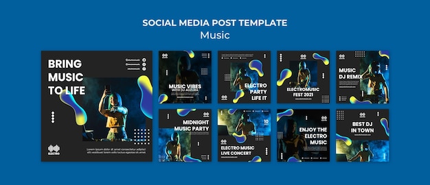 PSD modello di post di instagram per feste musicali