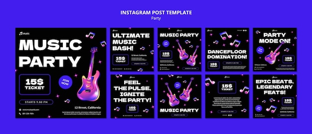PSD music party  instagram posts
