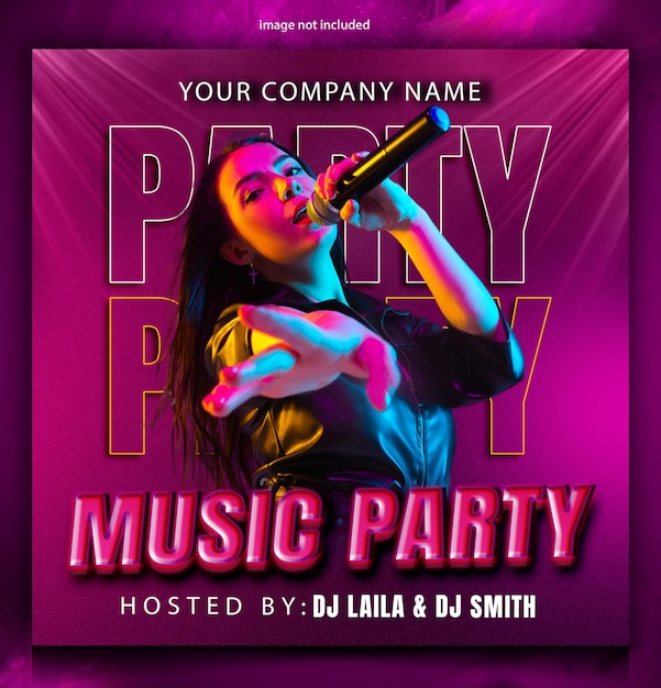 PSD music party poster design template