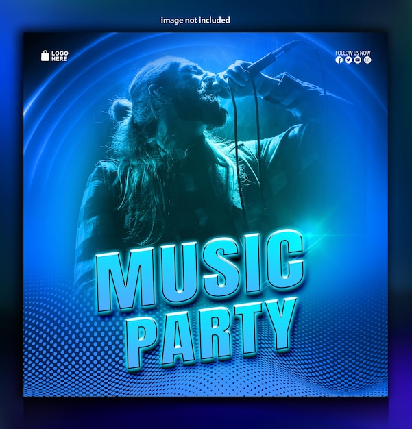 PSD music party poster design template