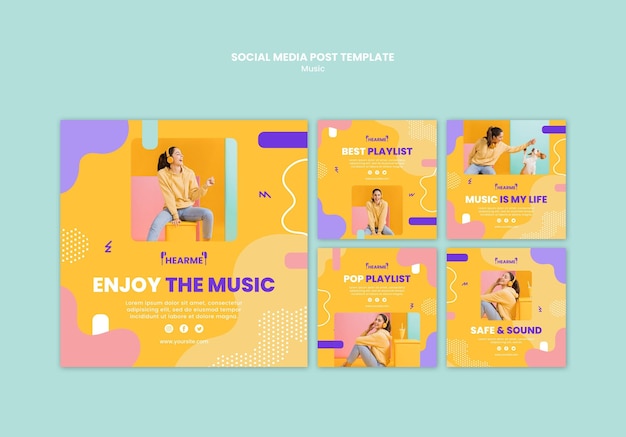 Modello di post sui social media della piattaforma musicale