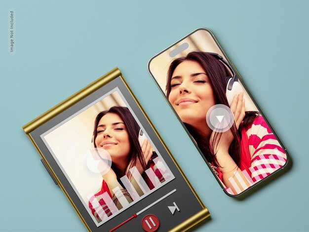 PSD player musicale con mockup del telefono