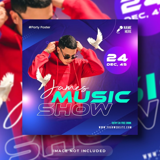 PSD poster musicale post sui social media e banner web