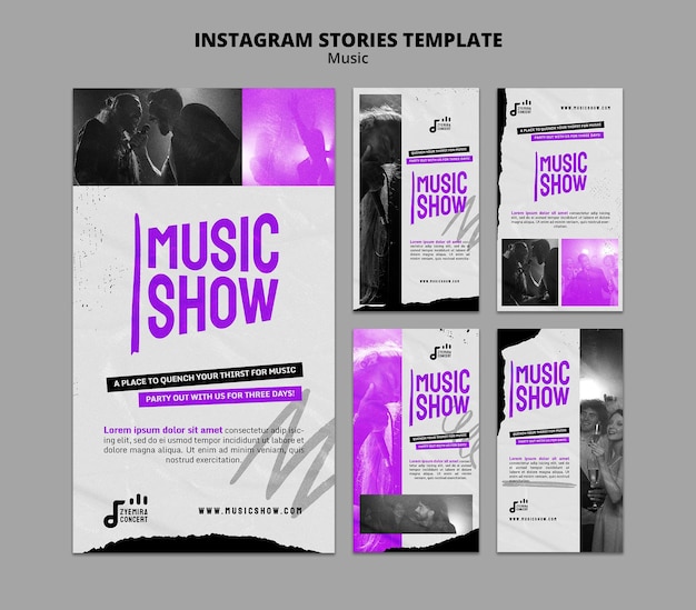 PSD modello di progettazione di storie di insta per spettacoli musicali