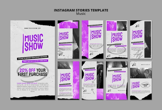 PSD modello di progettazione di storie di insta per spettacoli musicali