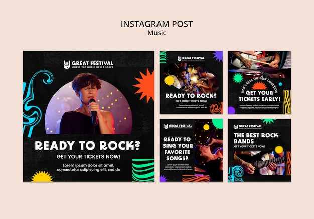 PSD music show instagram posts