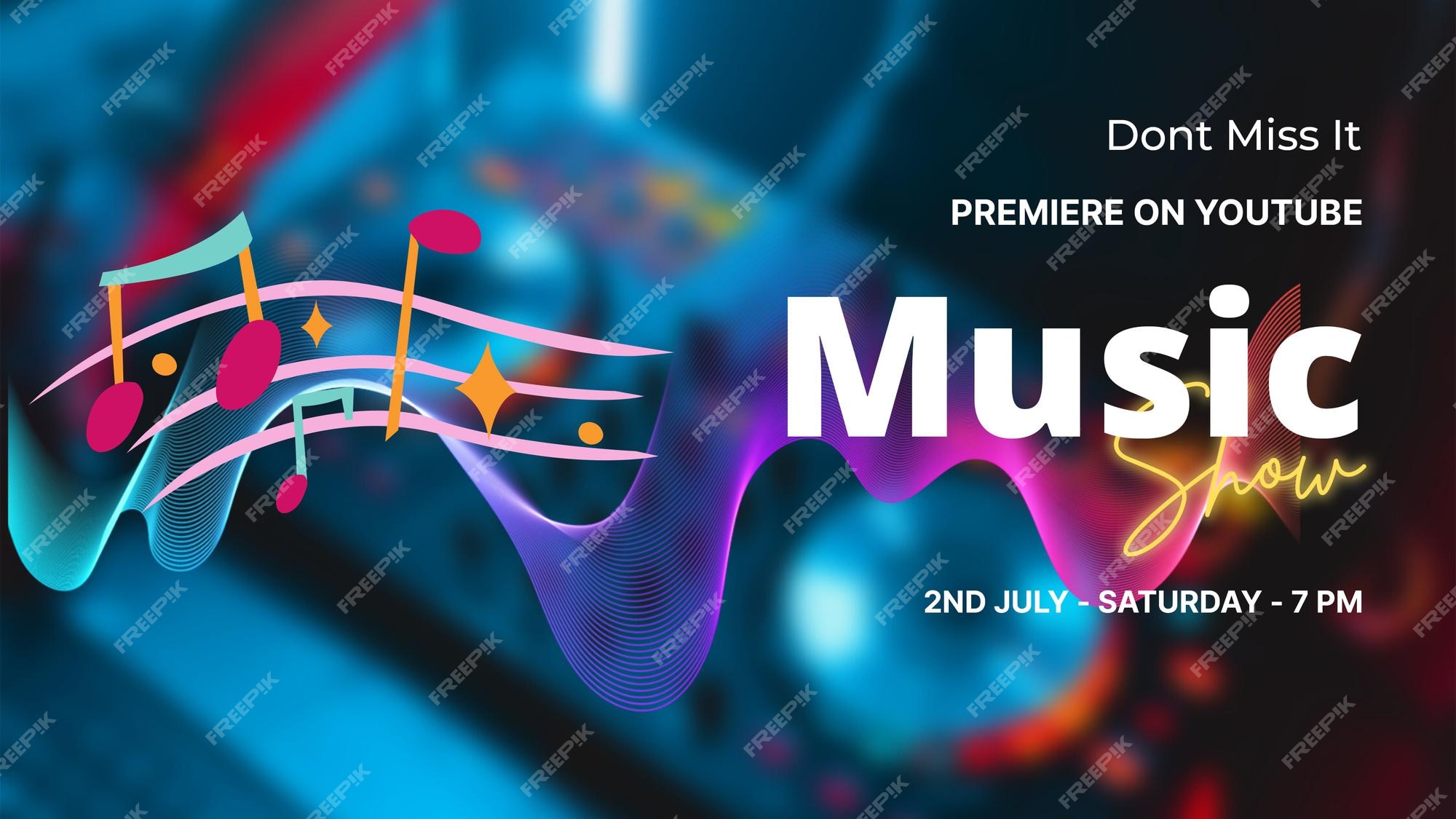 Premium PSD  Music show studio live premiere  template banner