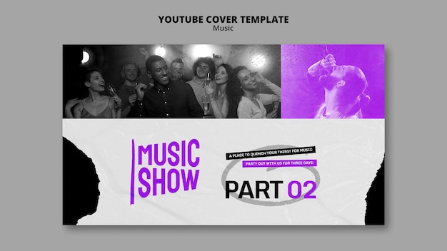 PSD modello di progettazione della copertina di youtube dello spettacolo musicale