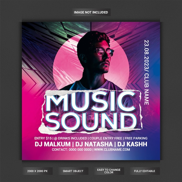 Music sounds club party flyer template