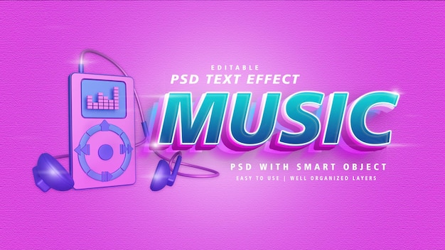 Music text effect with ipod 3d icon