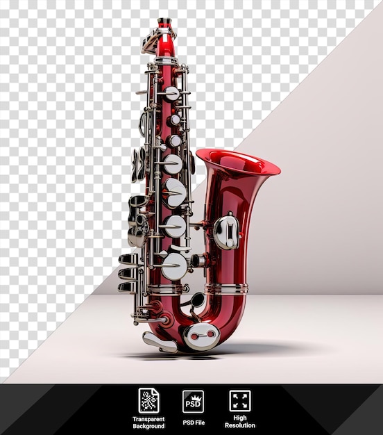 PSD musical instrument shaped red and white instruments on a transparent background