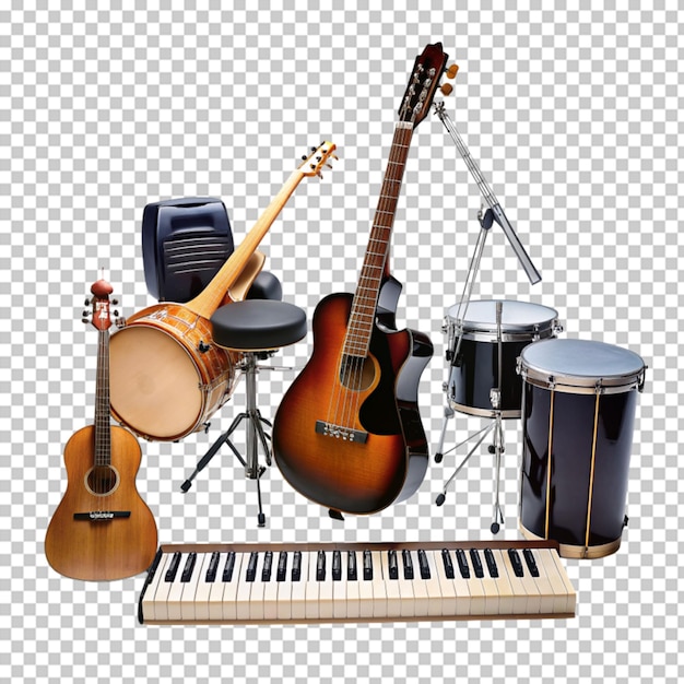 PSD musical instruments on transparent background